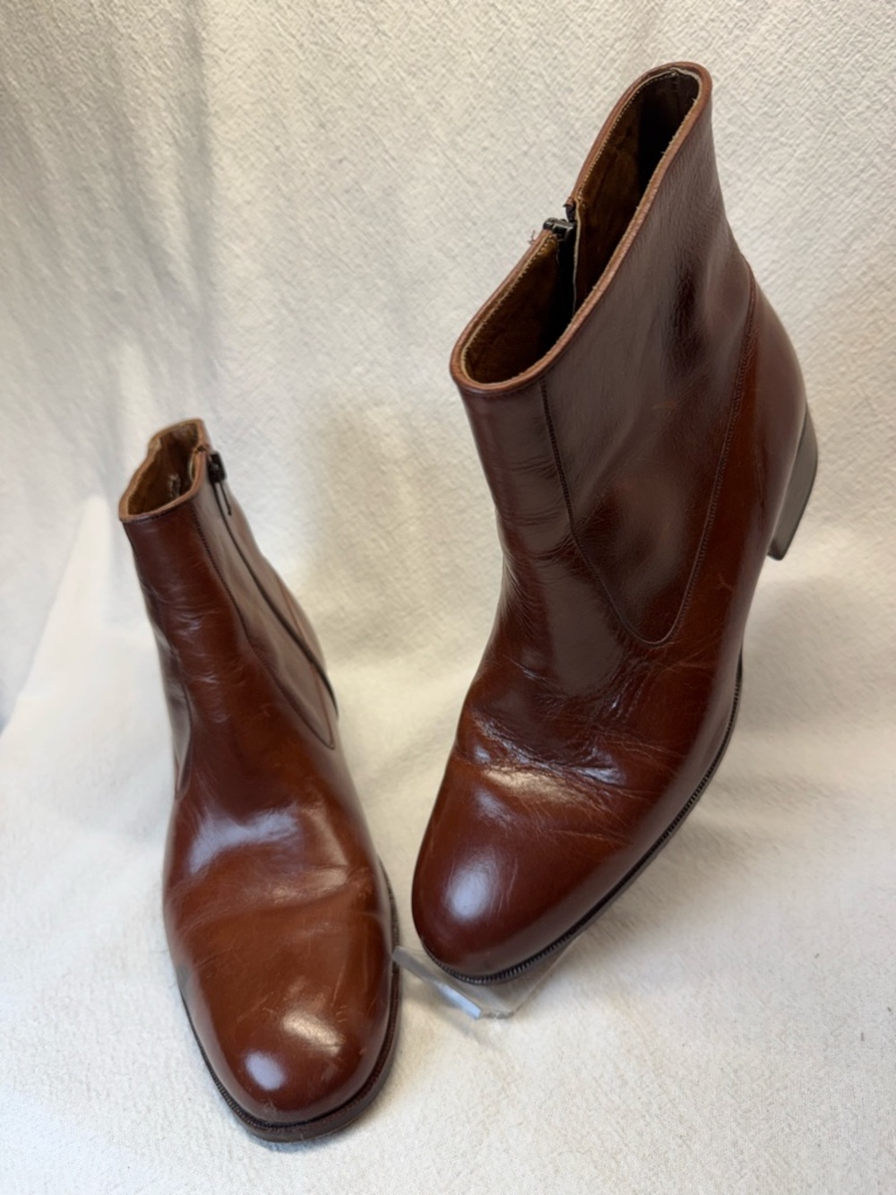 SOLD!!!       Rare Classic Mens Cognac Leather Ankle Boots Side Zipper